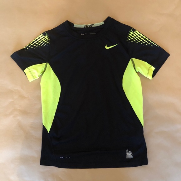 Nike Pro Combat Black and Neon Yellow Shirt - Picture 1 of 6
